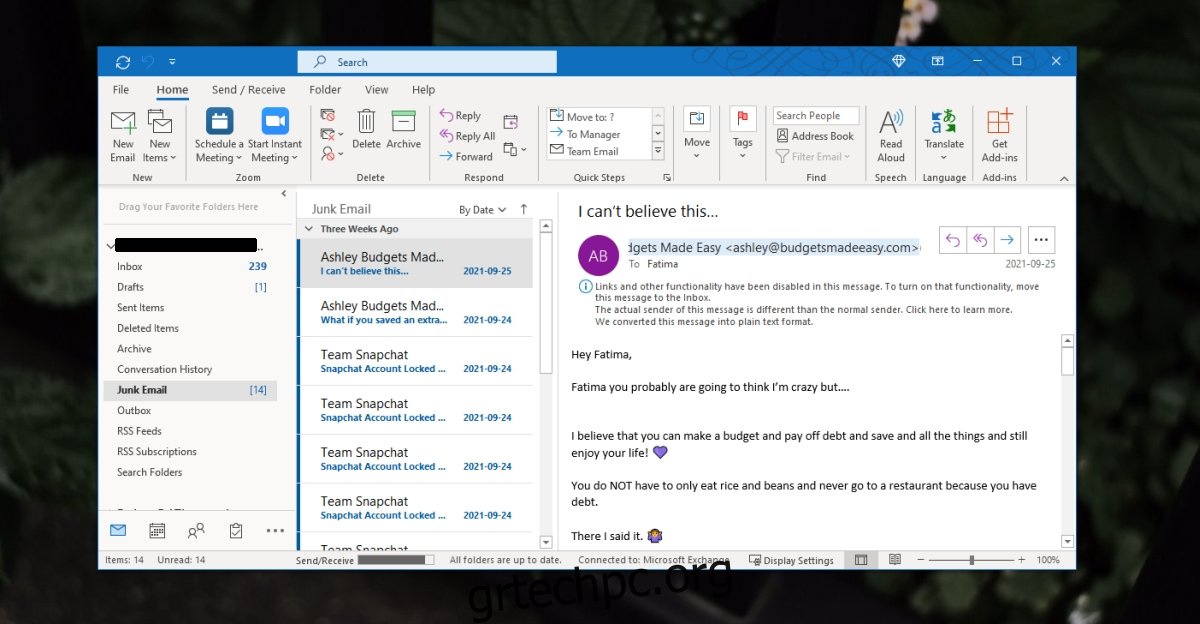 Πώς να διορθώσετε το Outlook συνεχίζει να στέλνει μηνύματα ηλεκτρονικού ταχυδρομείου σε ανεπιθύμητο φάκελο ή φάκελο ανεπιθύμητης αλληλογραφίας