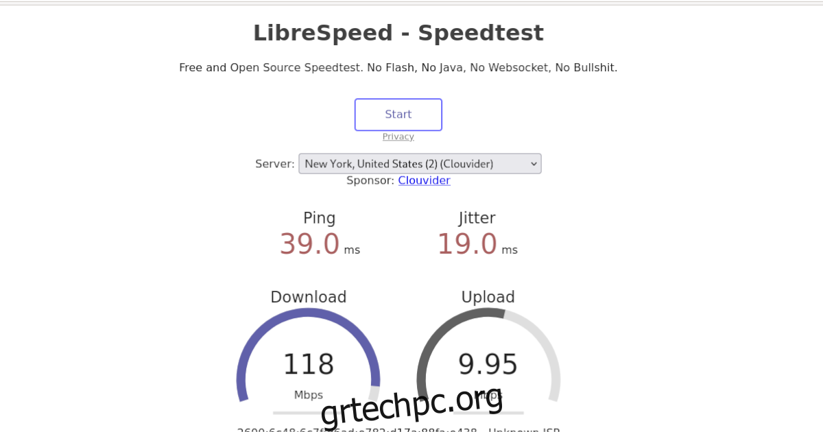 ταχύτητα δικτύου internet ubuntu