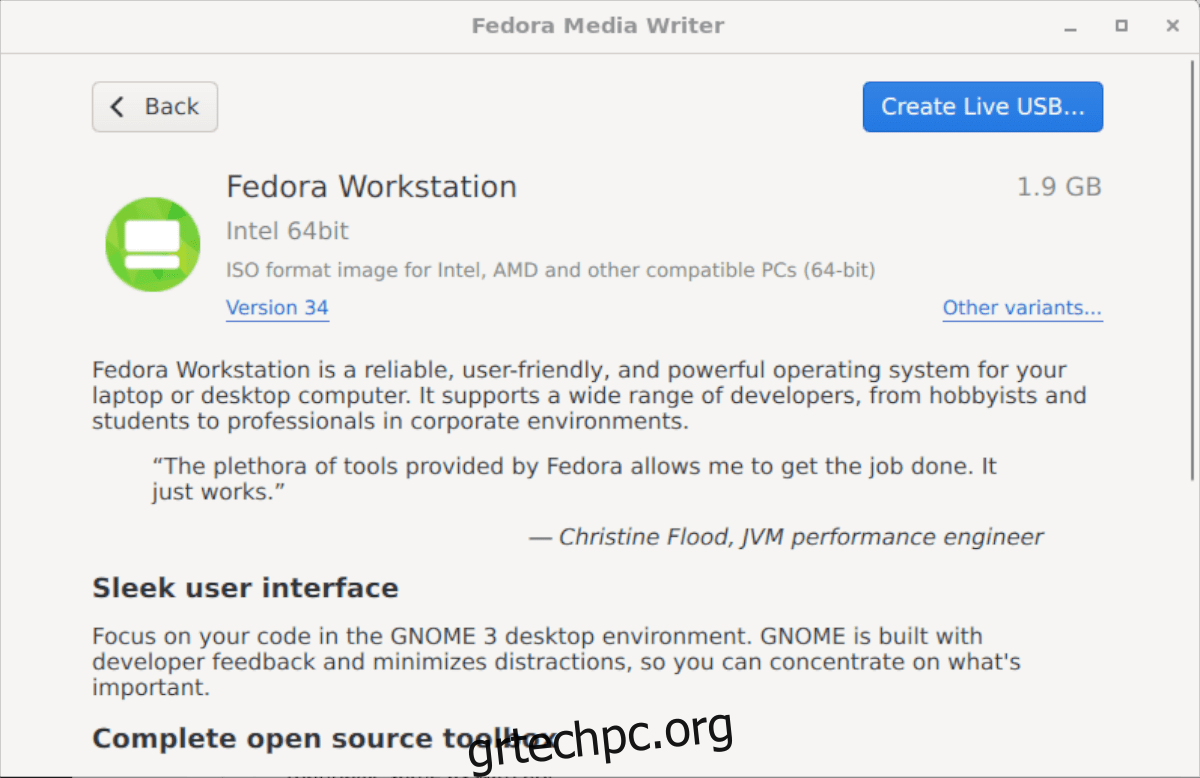 Πώς να χρησιμοποιήσετε το Fedora Media Writer για να δημιουργήσετε ένα USB εγκατάστασης Fedora