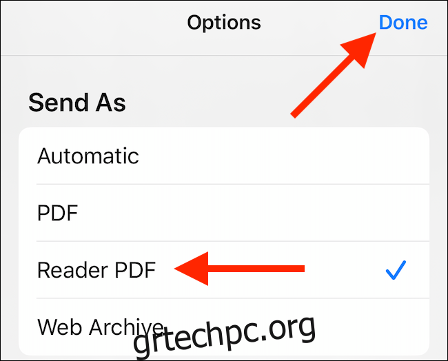 Επιλέξτε την επιλογή PDF που θέλετε και, στη συνέχεια, πατήστε 