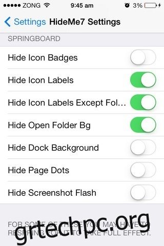 Αφαιρέστε τυχόν ανεπιθύμητα στοιχεία από τη διεπαφή iOS 7 με το HideMe7