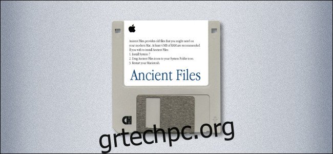 Μια δισκέτα Mac 3,5 ιντσών με ετικέτα 
