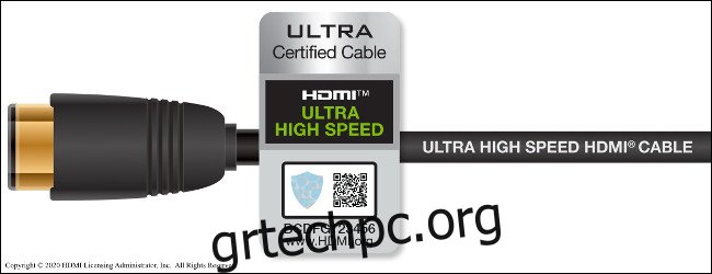 Ένα καλώδιο συμβατό με HDMI 2.1 με το 