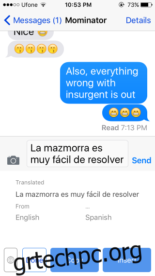 Μετάφραση και αποστολή κειμένου από το εσωτερικό του πληκτρολογίου iOS