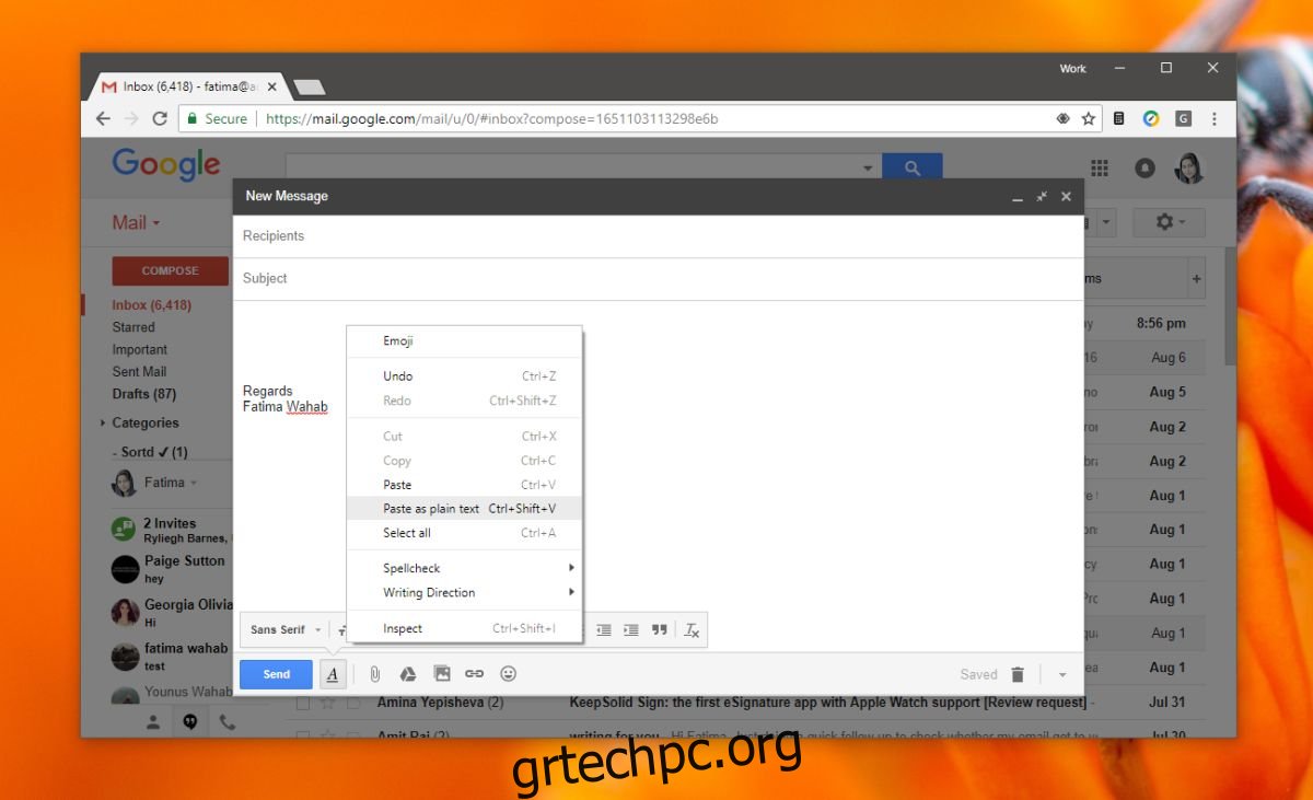 Πώς να διαγράψετε τη μορφοποίηση κειμένου στο Gmail