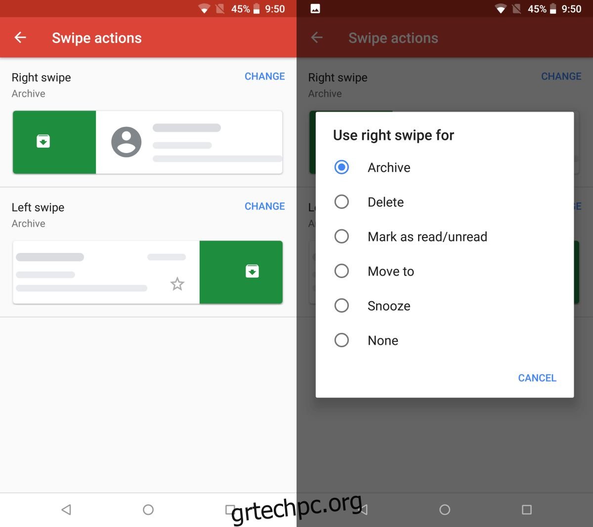 Πώς να προσαρμόσετε τις χειρονομίες ολίσθησης του Gmail